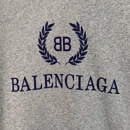 Balenciaga Grey Logo Hoodie with Drawstring