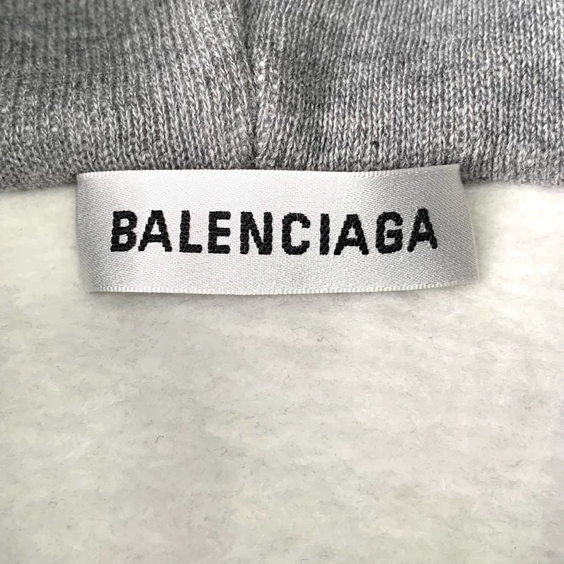Balenciaga Grey Logo Hoodie with Drawstring