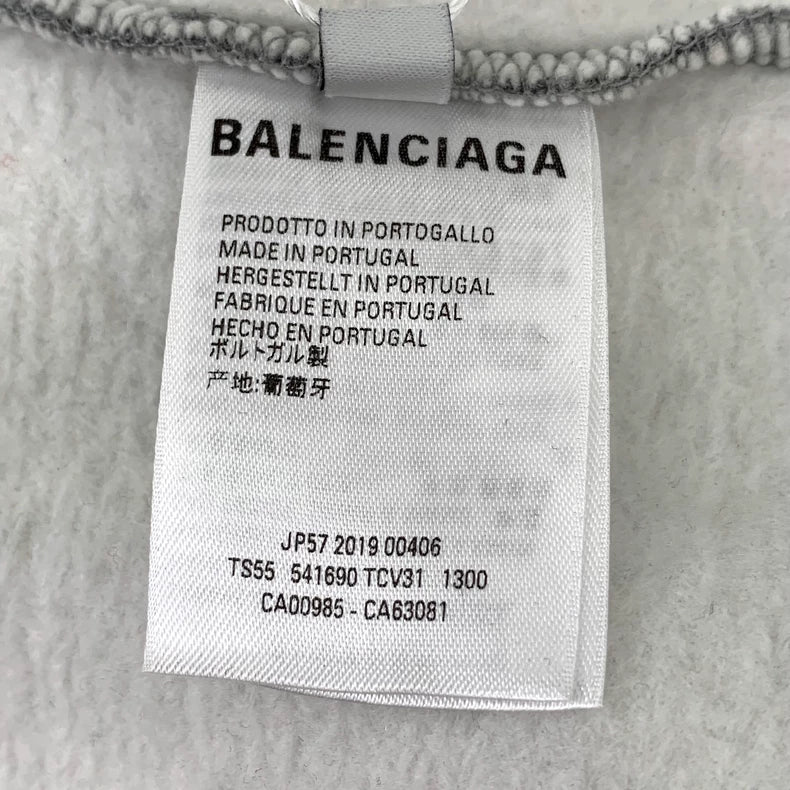 Balenciaga Grey Logo Hoodie with Drawstring