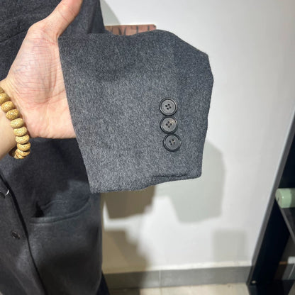 Vintage Double-Breasted Gray Wool Coat