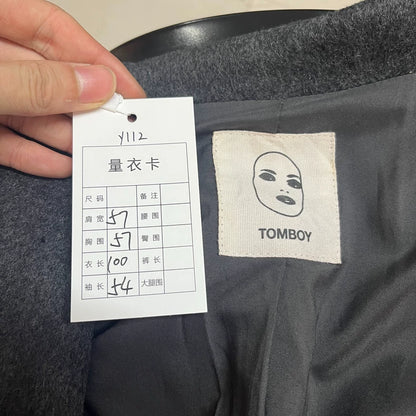 Vintage Double-Breasted Gray Wool Coat