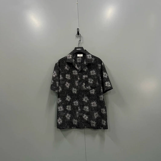 Celine Black Logo Print Short Sleeve Shirt-yf