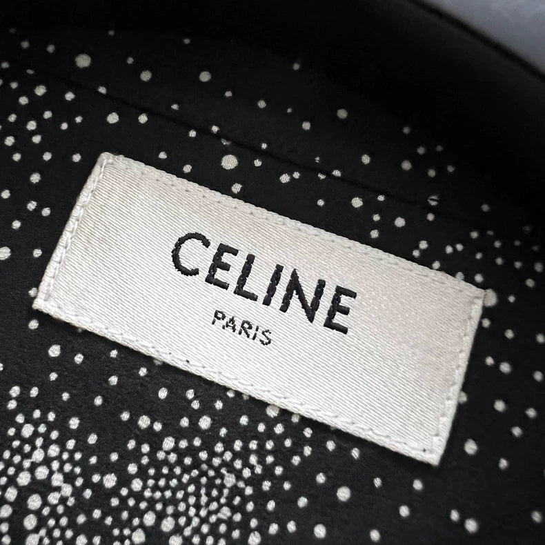 Celine Black Logo Print Short Sleeve Shirt-yf