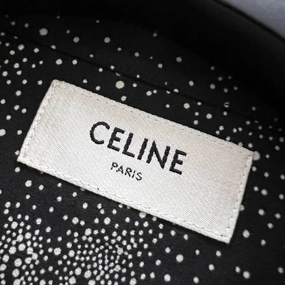 Celine Black Logo Print Short Sleeve Shirt-yf