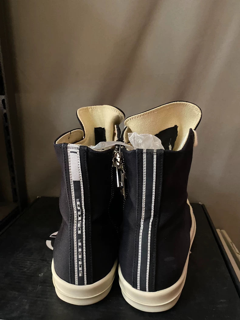 Rick Owens diffusion line silk-like upper high-top canvas shoes-yf