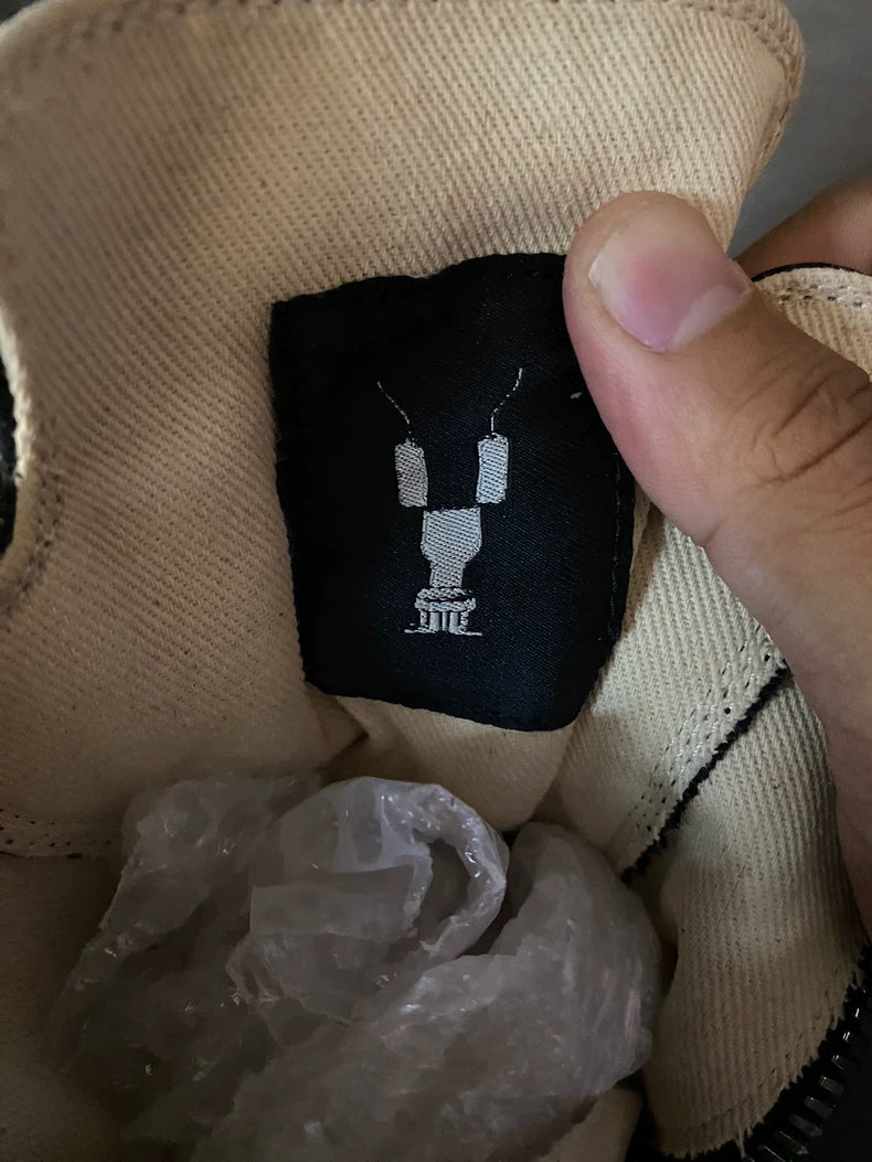 Rick Owens diffusion line silk-like upper high-top canvas shoes-yf