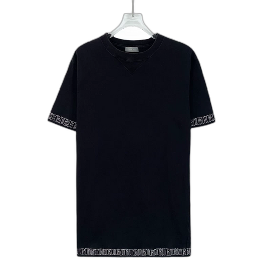 Black Dior Logo Embroidered T-shirt