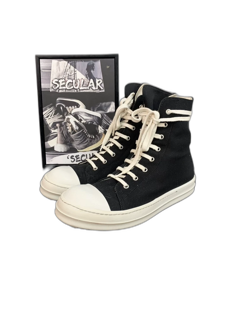 Rick Owens Black and White High-Top Sneakers-yf
