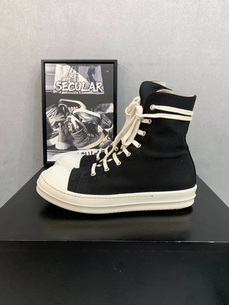 Rick Owens Black and White High-Top Sneakers-yf