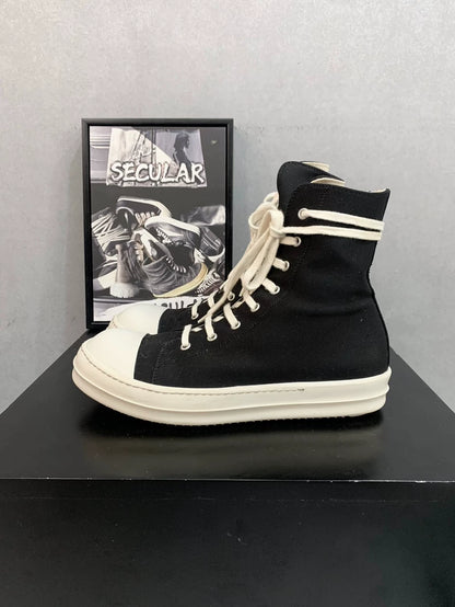 Rick Owens Black and White High-Top Sneakers-yf
