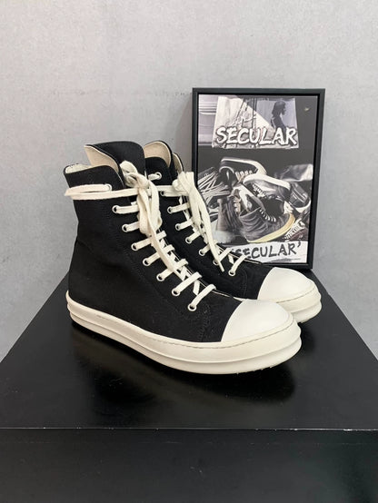 Rick Owens Black and White High-Top Sneakers-yf