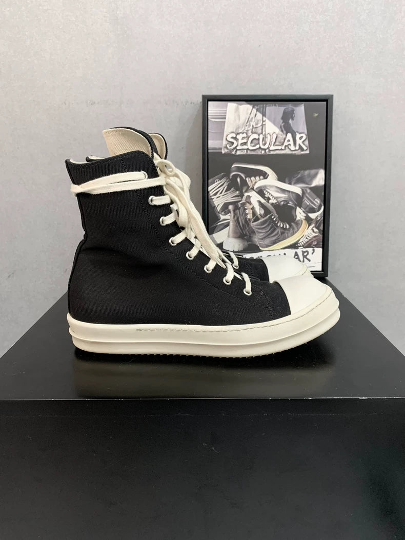 Rick Owens Black and White High-Top Sneakers-yf