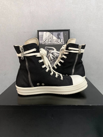 Rick Owens Black and White High-Top Sneakers-yf