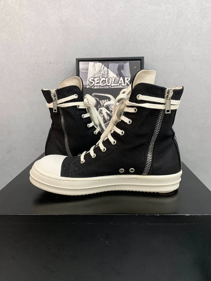 Rick Owens Black and White High-Top Sneakers-yf