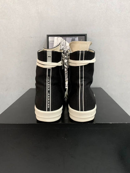 Rick Owens Black and White High-Top Sneakers-yf