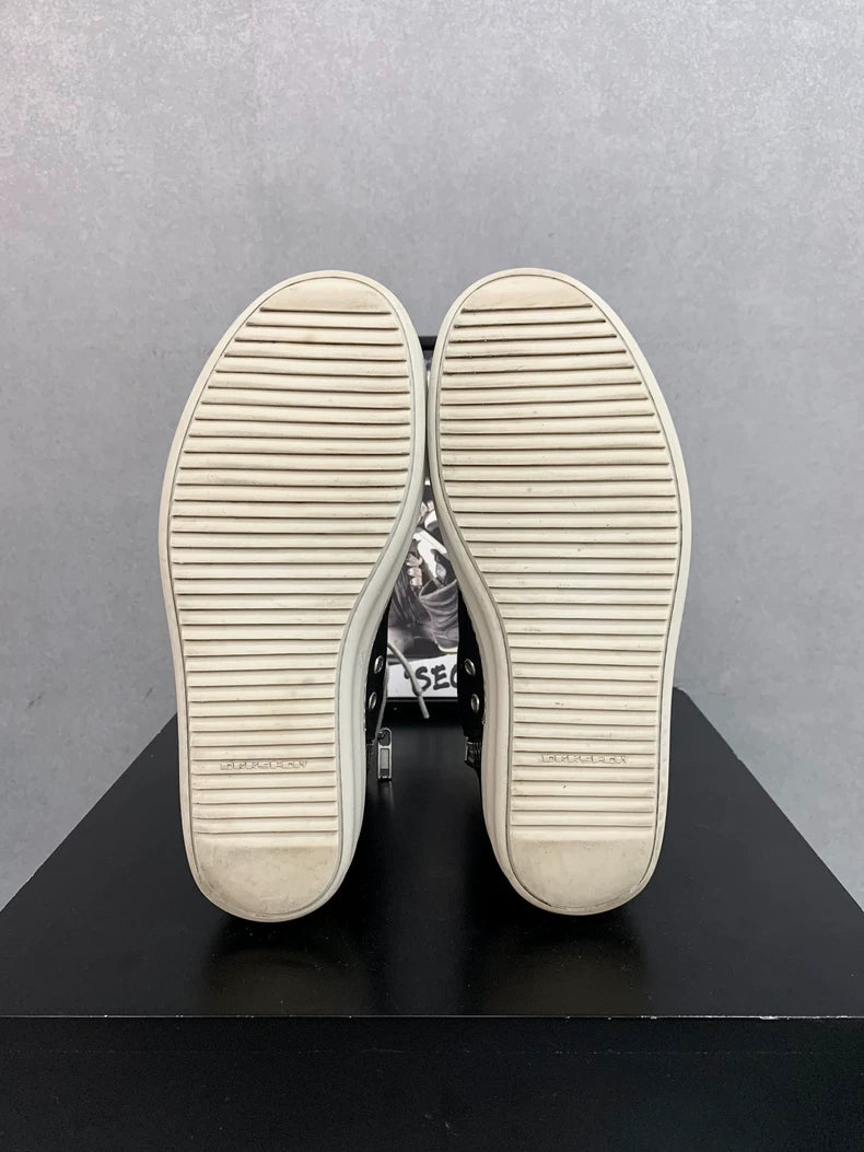 Rick Owens Black and White High-Top Sneakers-yf