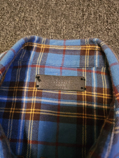 Amiri Blue Plaid Oversize Shirt with Fringe-yf