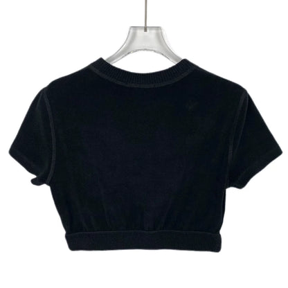 Prada Black Logo Embroidered Cotton T-Shirt