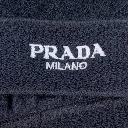Prada Black Logo Embroidered Cotton T-Shirt