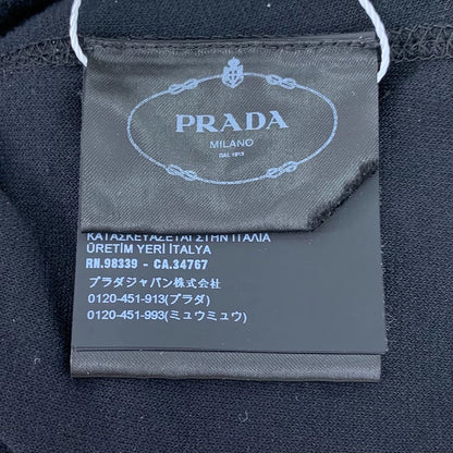 Prada Black Logo Embroidered Cotton T-Shirt