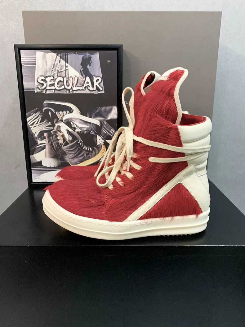 Rick Owens Red Geobasket Sneakers-yf
