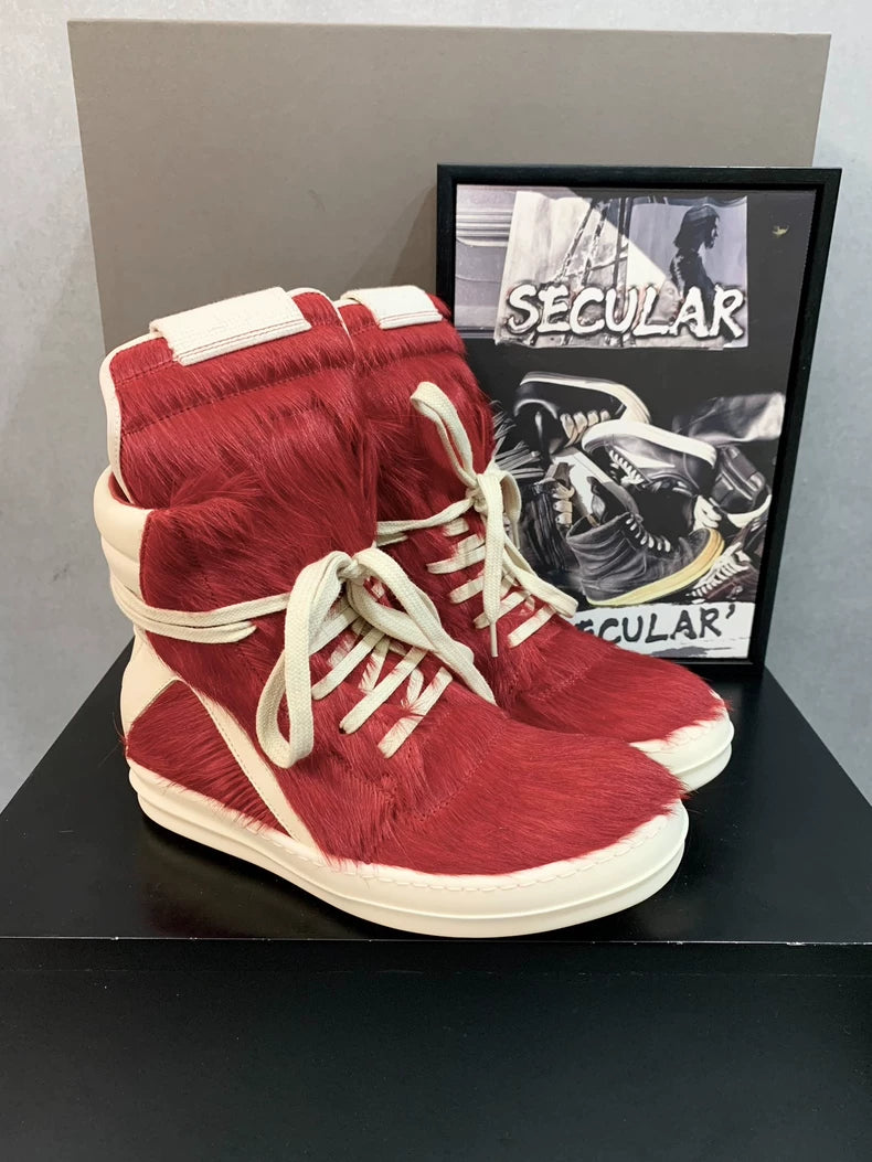 Rick Owens Red Geobasket Sneakers-yf