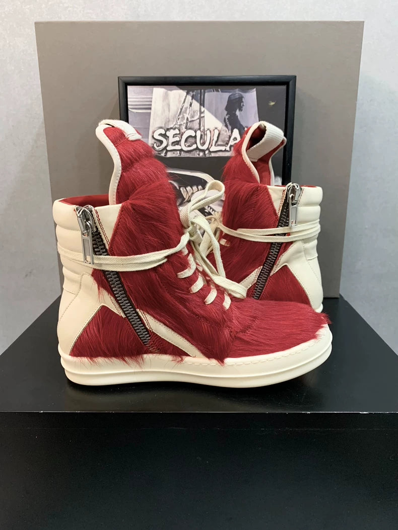 Rick Owens Red Geobasket Sneakers-yf