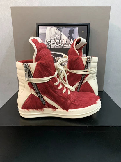 Rick Owens Red Geobasket Sneakers-yf