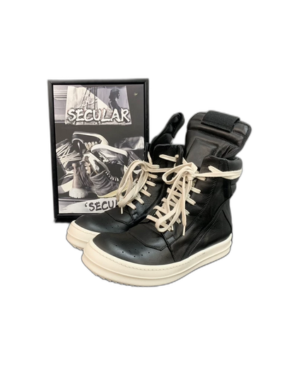 Rick Owens Geobasket Black and White Sneakers-yf