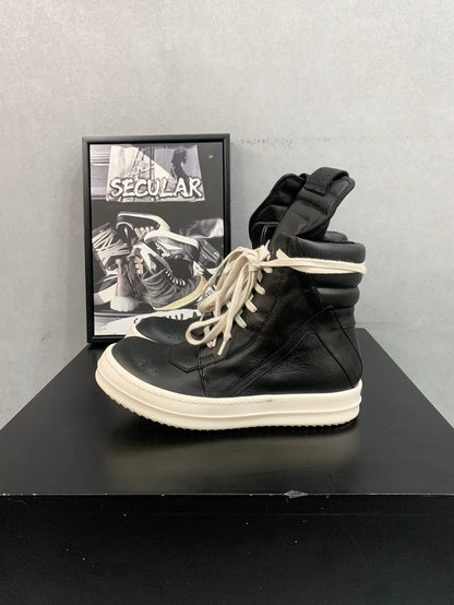 Rick Owens Geobasket Black and White Sneakers-yf