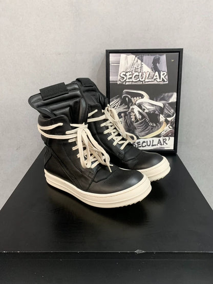 Rick Owens Geobasket Black and White Sneakers-yf
