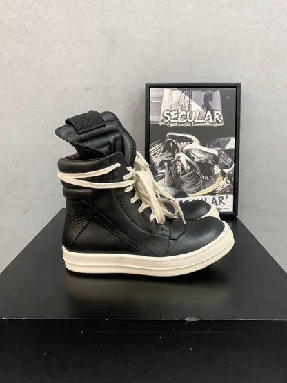 Rick Owens Geobasket Black and White Sneakers-yf