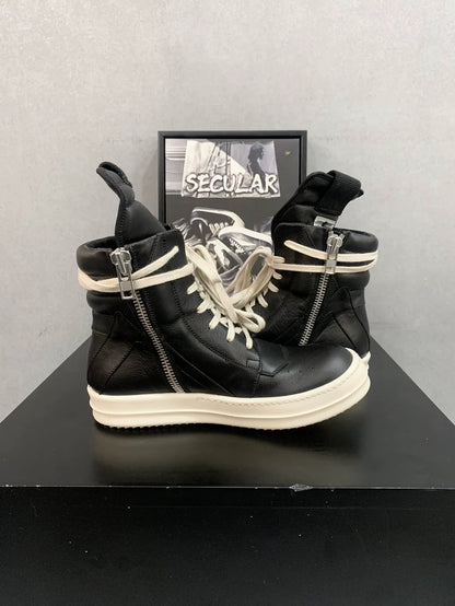 Rick Owens Geobasket Black and White Sneakers-yf