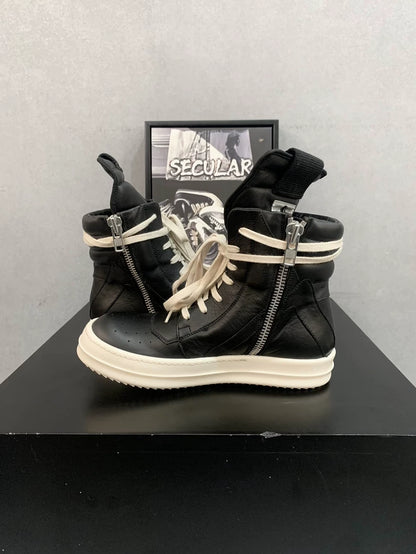 Rick Owens Geobasket Black and White Sneakers-yf
