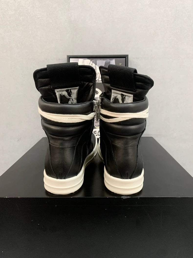 Rick Owens Geobasket Black and White Sneakers-yf
