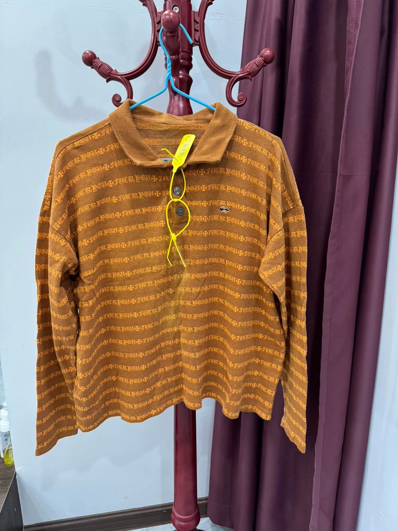 Chrome Hearts Brown Knit Long Sleeve Polo