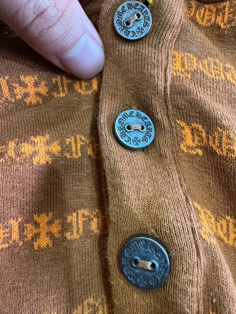 Chrome Hearts Brown Knit Long Sleeve Polo