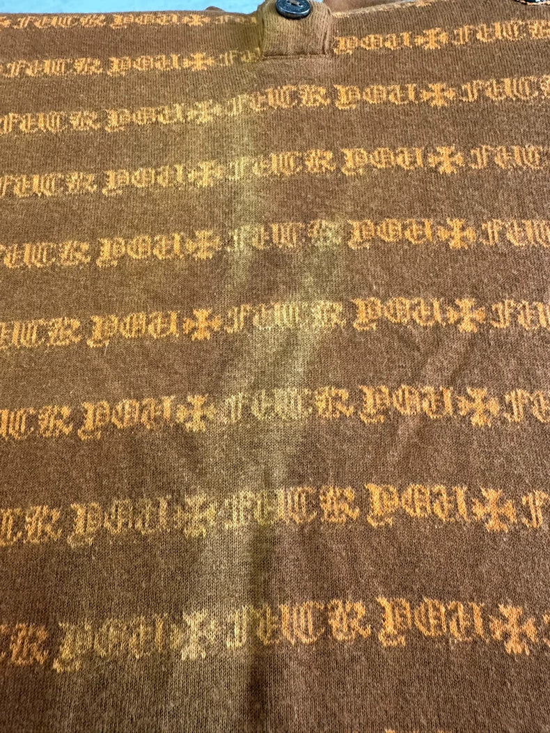 Chrome Hearts Brown Knit Long Sleeve Polo