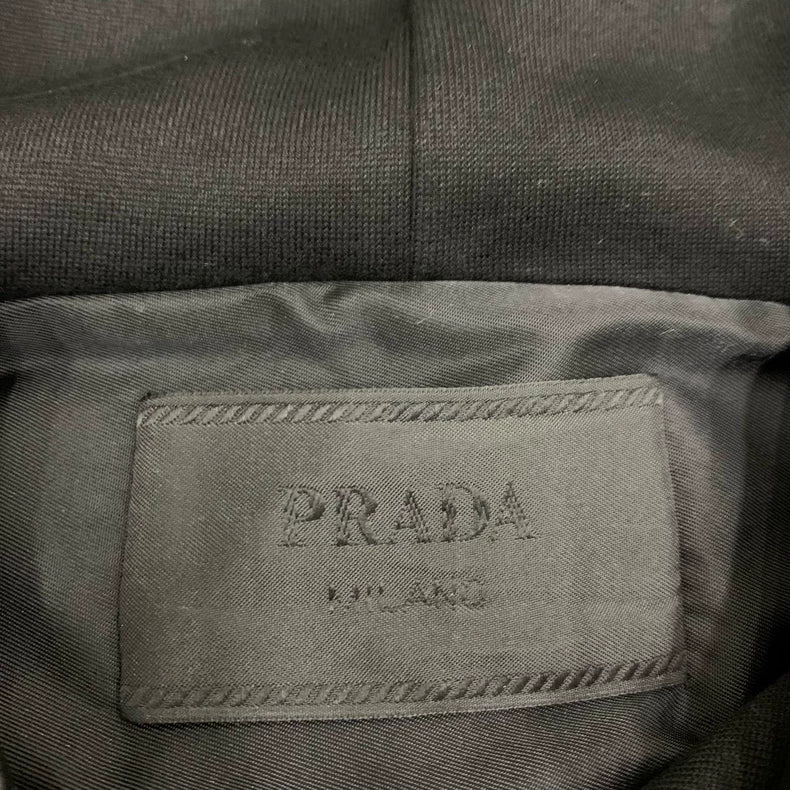 Prada Black Triangle Logo Hoodie Sweatshirt
