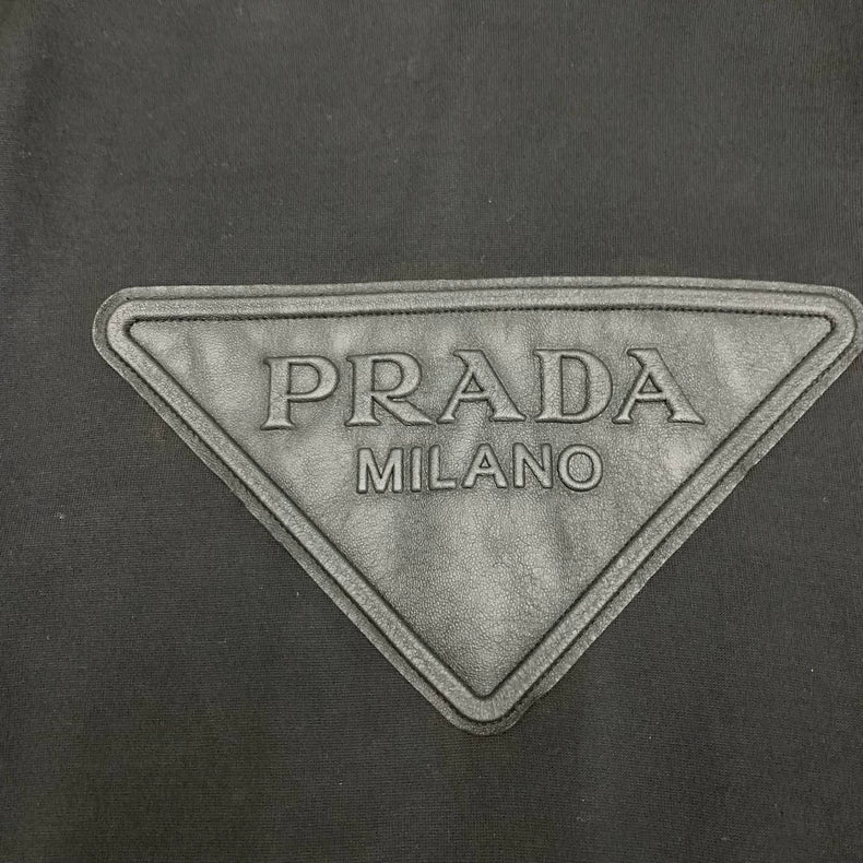 Prada Black Triangle Logo Hoodie Sweatshirt