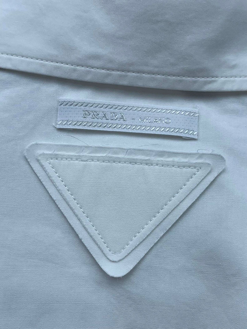 Prada Ruffled White Button-Up Shirt