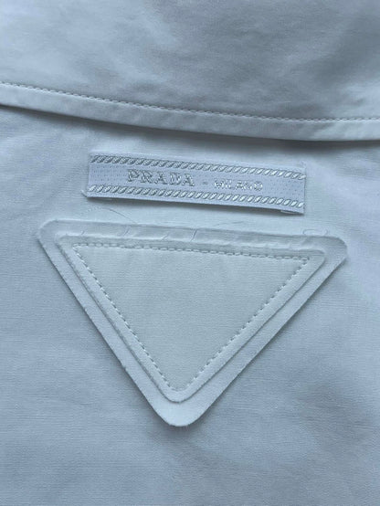 Prada Ruffled White Button-Up Shirt