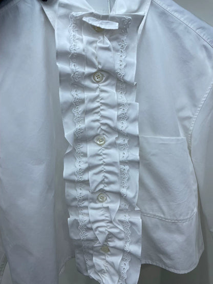 Prada Ruffled White Button-Up Shirt