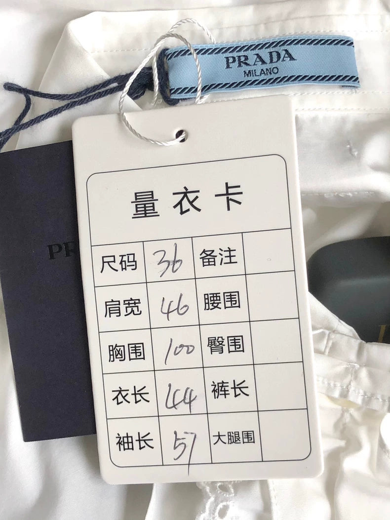 Prada Ruffled White Button-Up Shirt