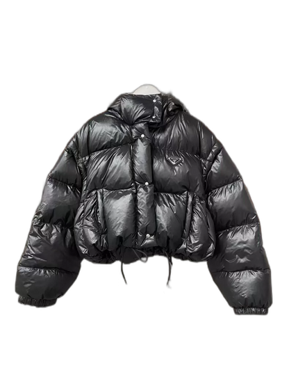 Prada Black Short Puffer Jacket with Detachable Sleeves