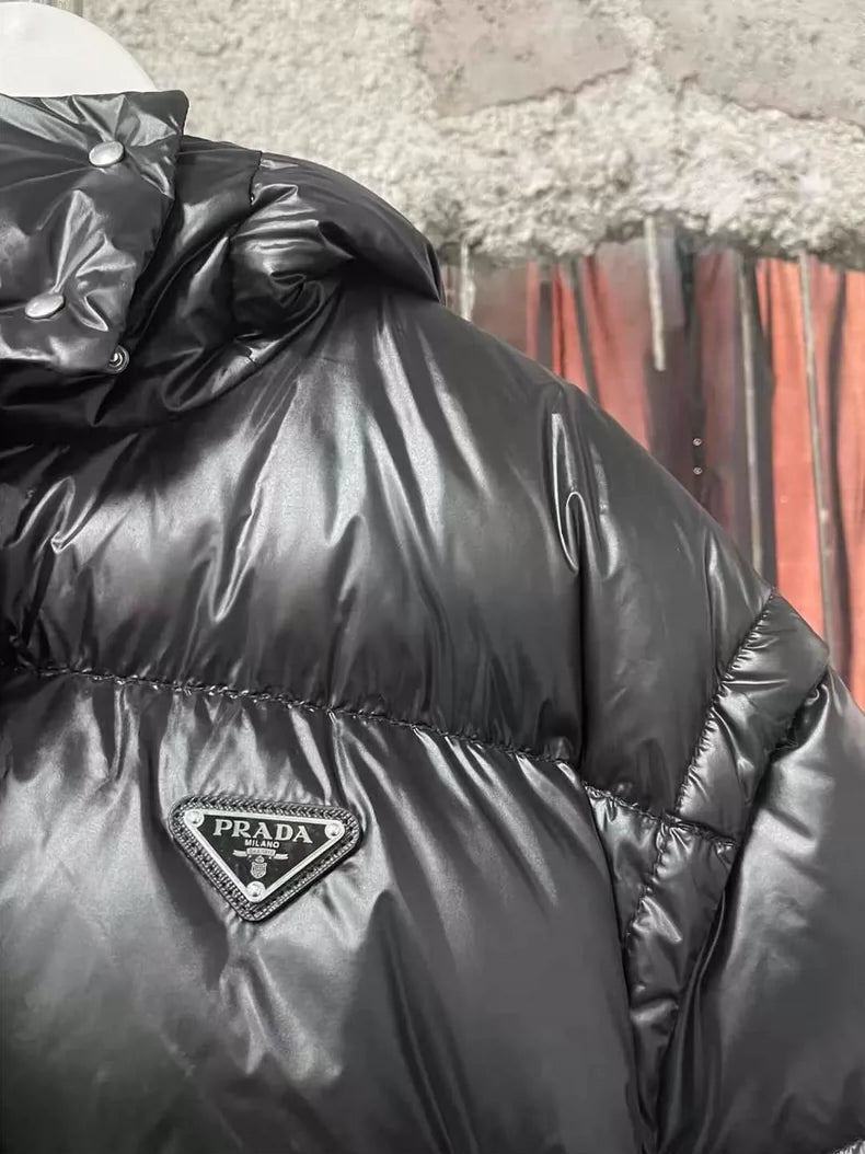 Prada Black Short Puffer Jacket with Detachable Sleeves