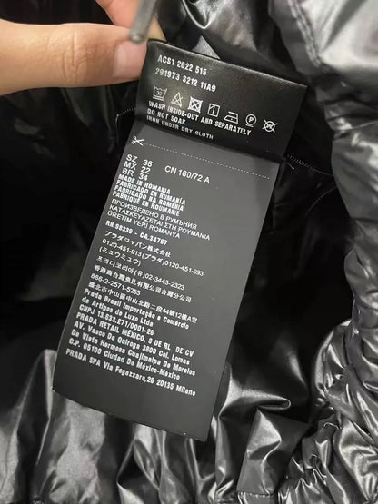 Prada Black Short Puffer Jacket with Detachable Sleeves