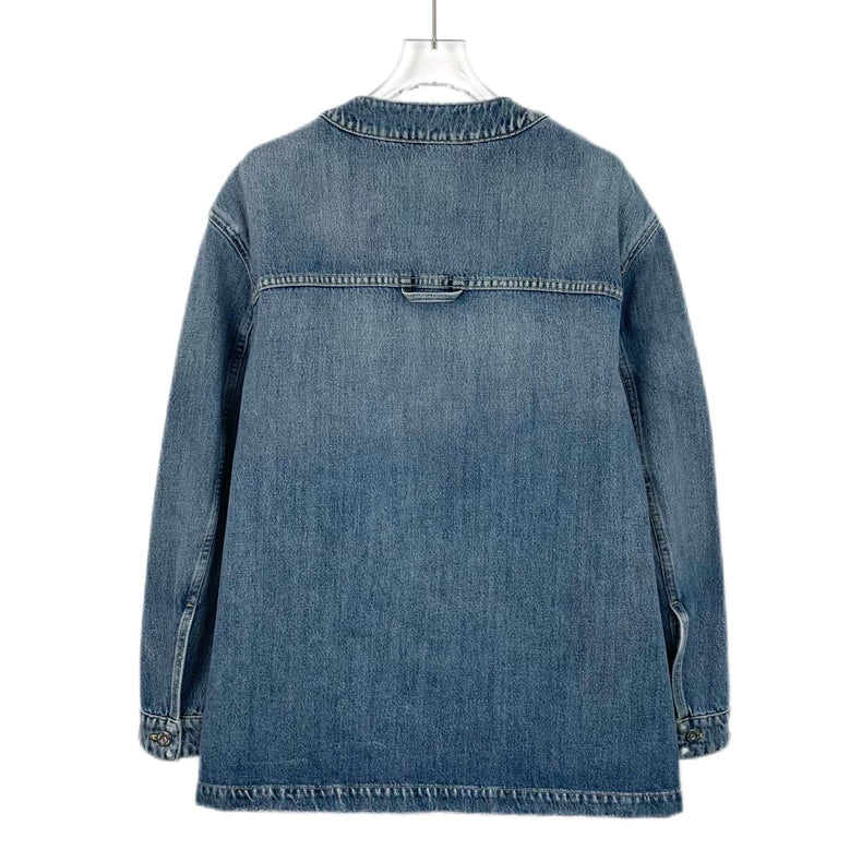 MiuMiu Blue Logo Print Denim Jacket