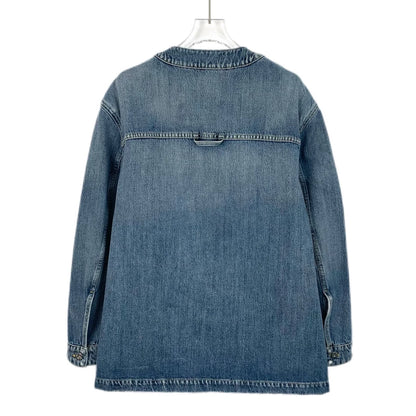 MiuMiu Blue Logo Print Denim Jacket