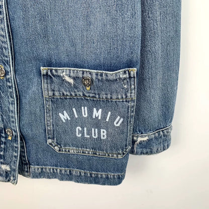 MiuMiu Blue Logo Print Denim Jacket
